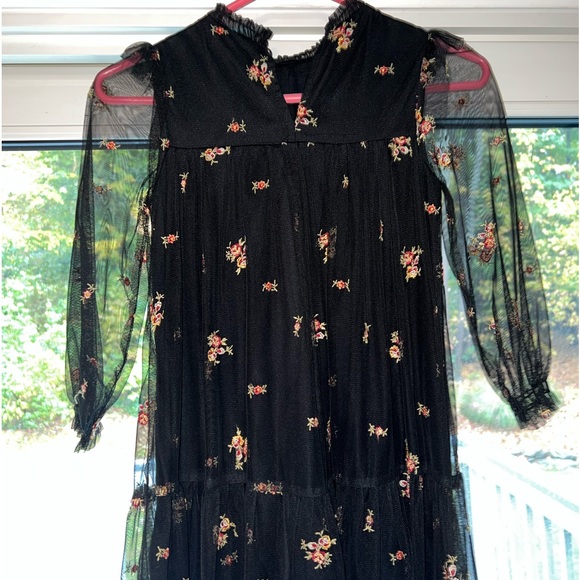 Zara size 7 black mesh dress with roses. Super cute perfect for holidays. - Picture 5 of 11